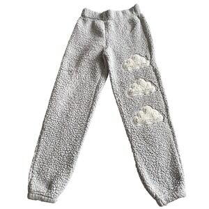 Crave Fame Cloud Applique Fuzzy Sherpa Sweatpants Lounge Pants Small Cozy Warm